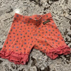 Matilda Jane size 4 ruffle trim shorties with bug pattern pretty coral color